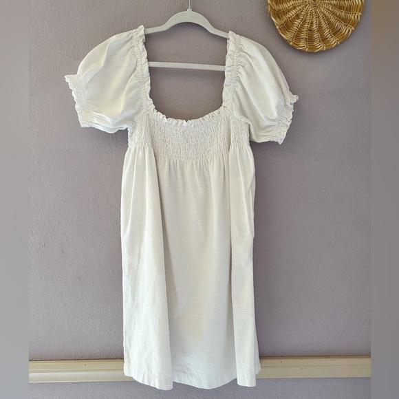 Faherty Organic Cotton Shift Ramona Dress In Egret Size Medium European Summer - Picture 2 of 6